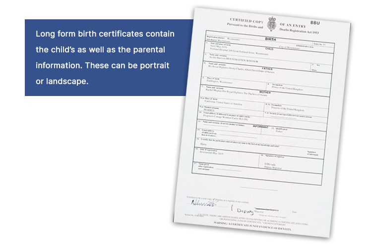 uk long form certificate information