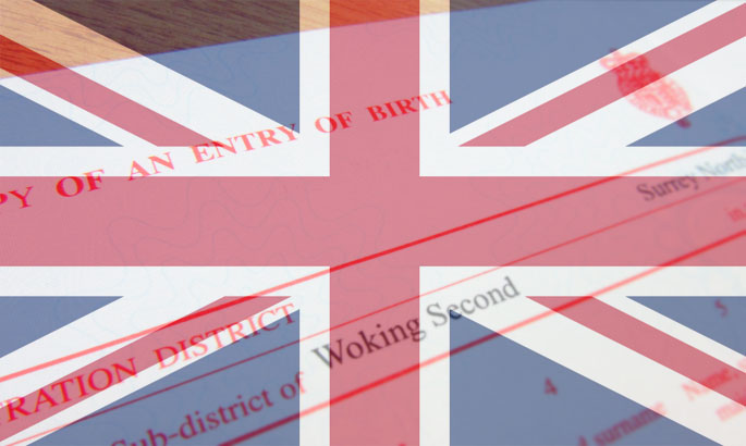 Copy of a UK Overseas Birth Certificate