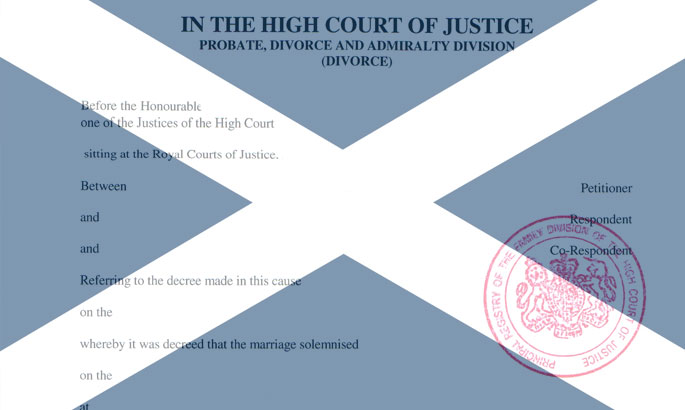 Copy of a Scottish Divorce Decree